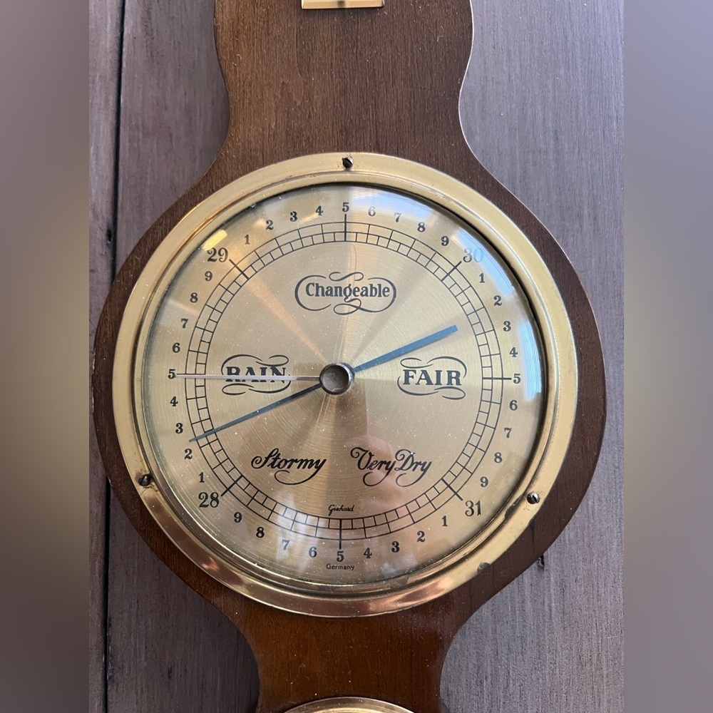 Vintage Gischard Germany Mid Century Modern Banjo Barometer Weather Station - Picture 3 of 7